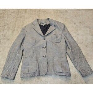 Lauren Ralph Lauren Women's SZ 14 Super Soft 100% Wool Houndstooth Blazer Tailor